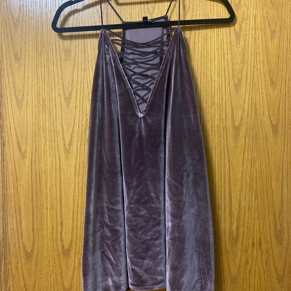 Express Purple Velour Lace-Up Camisole Tank. XL